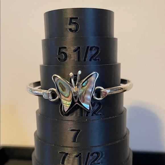 Vintage Sterling Silver Abalone Shell Butterfly Bracelet - Picture 6 of 6
